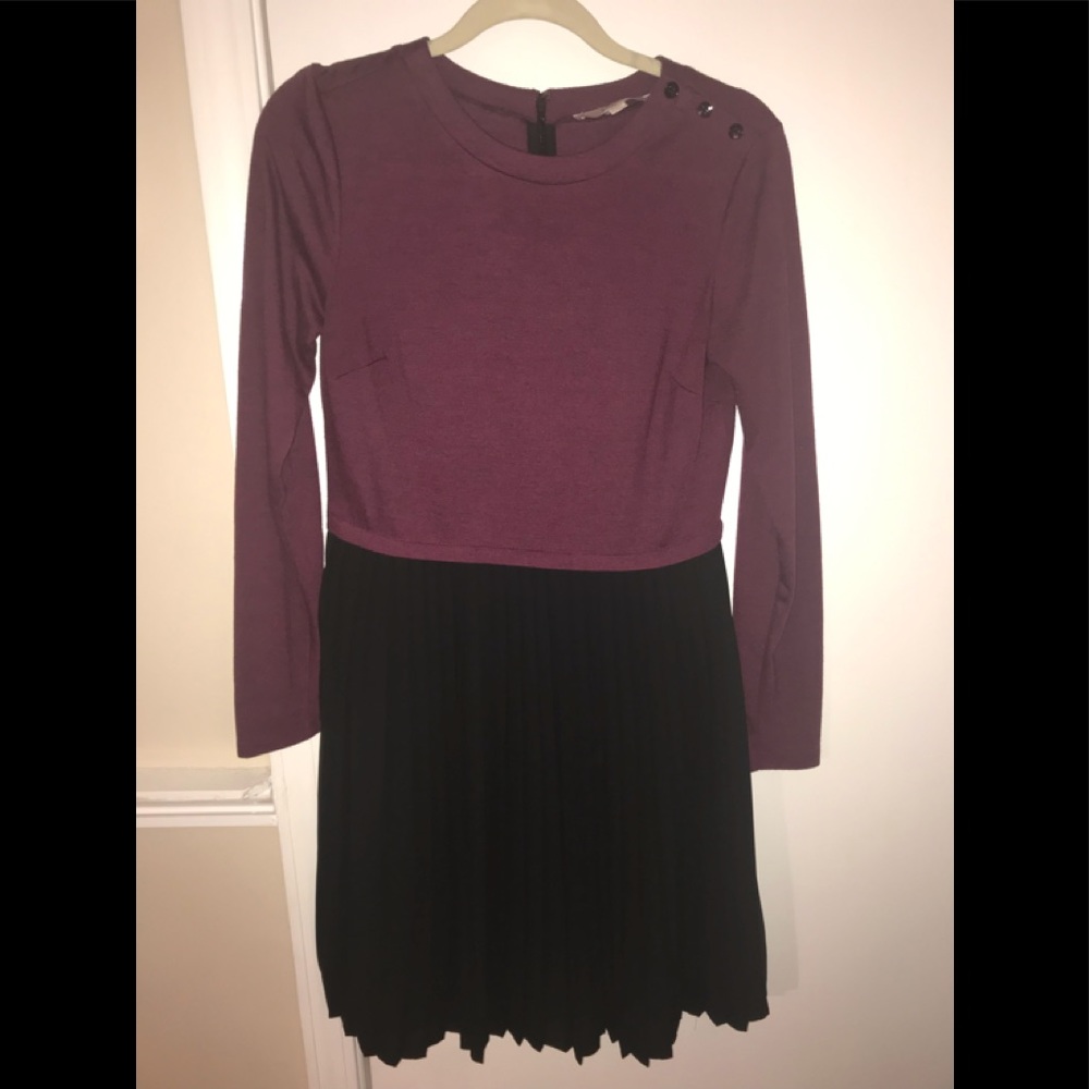 Mixed Media Loft Plum and Black long sleeve dress